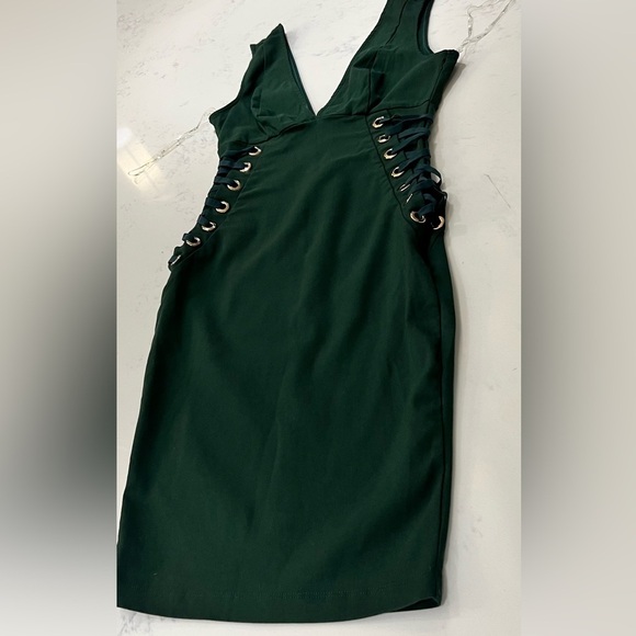 IIRIS Deep Green Lace-Up Mini Dress - Picture 5 of 10
